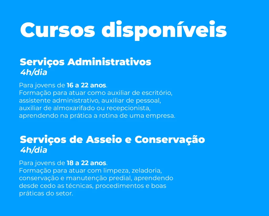 cursos disponíveis - jovem aprendiz FACOP